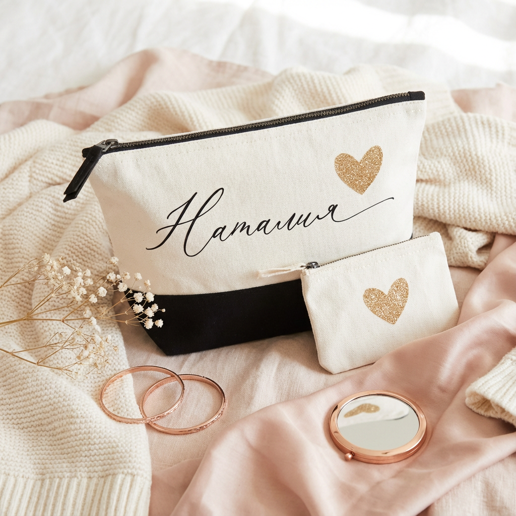 К-т несесер с име и портмоне с малко сърце