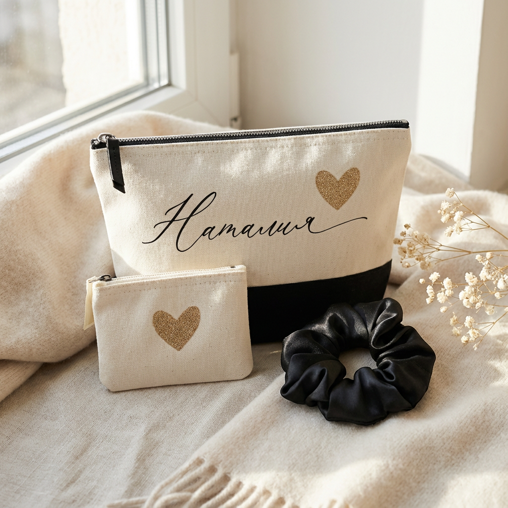 К-т несесер с име и портмоне с малко сърце