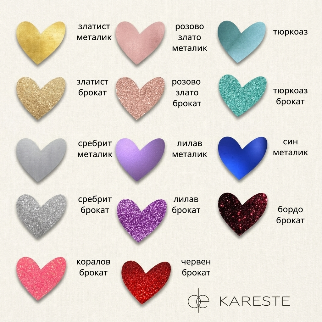 Възможни цветове на сърцето за персонализация на несесер KARESTE
